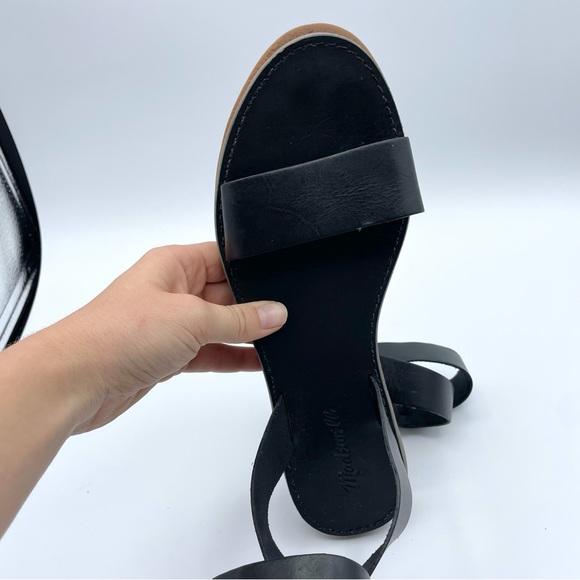 Madewell The Boardwalk Ankle Strap Sandals Black Leather Left 9.5 / Right 10 - Picture 14 of 17